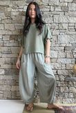 Arbi Gingham 7/8 Barrel Pant Khaki
